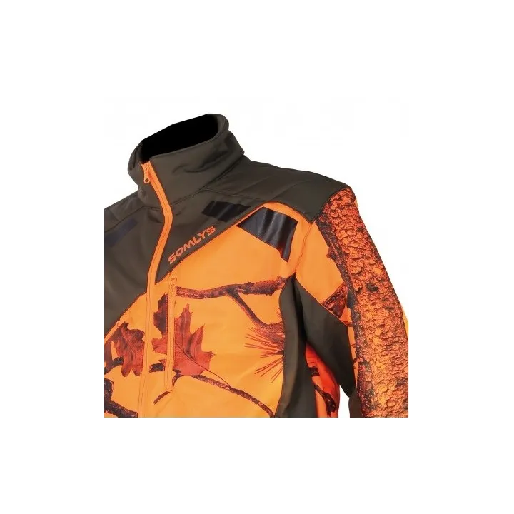 Veste SOMLYS habillée Softshell Newtek sherpa camouflage orange