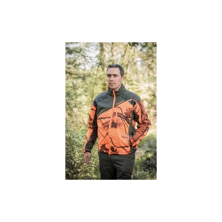 Veste SOMLYS habillée Softshell Newtek sherpa camouflage orange