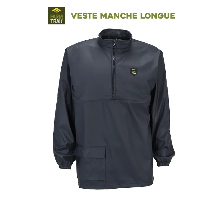 Veste de pluie manche longue sans capuche AGRIHEALTH Polyuréthane et polyester bleu sans capuche