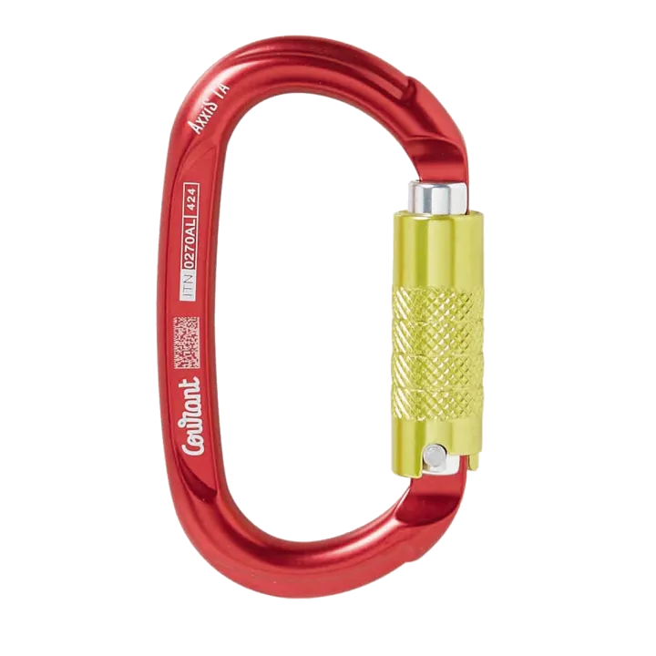 Mousqueton oval AXXIS TL triple sécurité rouge COURANT ELAGAGE