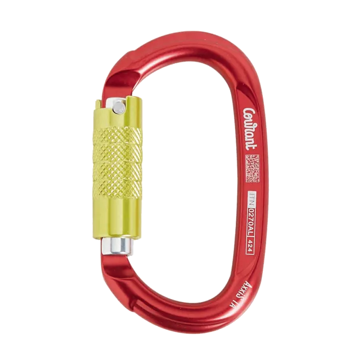 Mousqueton oval AXXIS TL triple sécurité rouge COURANT ELAGAGE