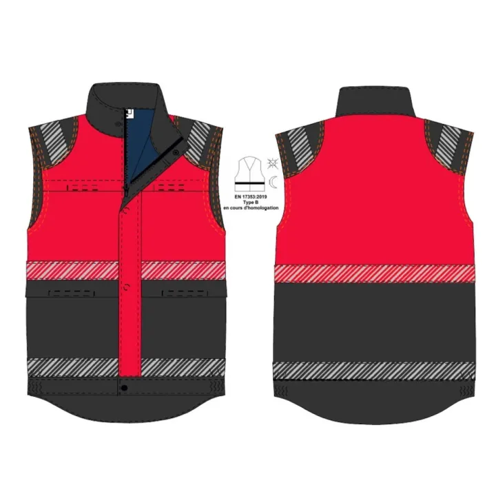 Patronage gilet sans manche rouge visible VISIBILITY