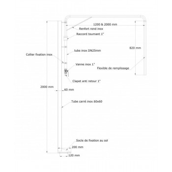 Plan de Mini potence de remplissage inox ALCEM