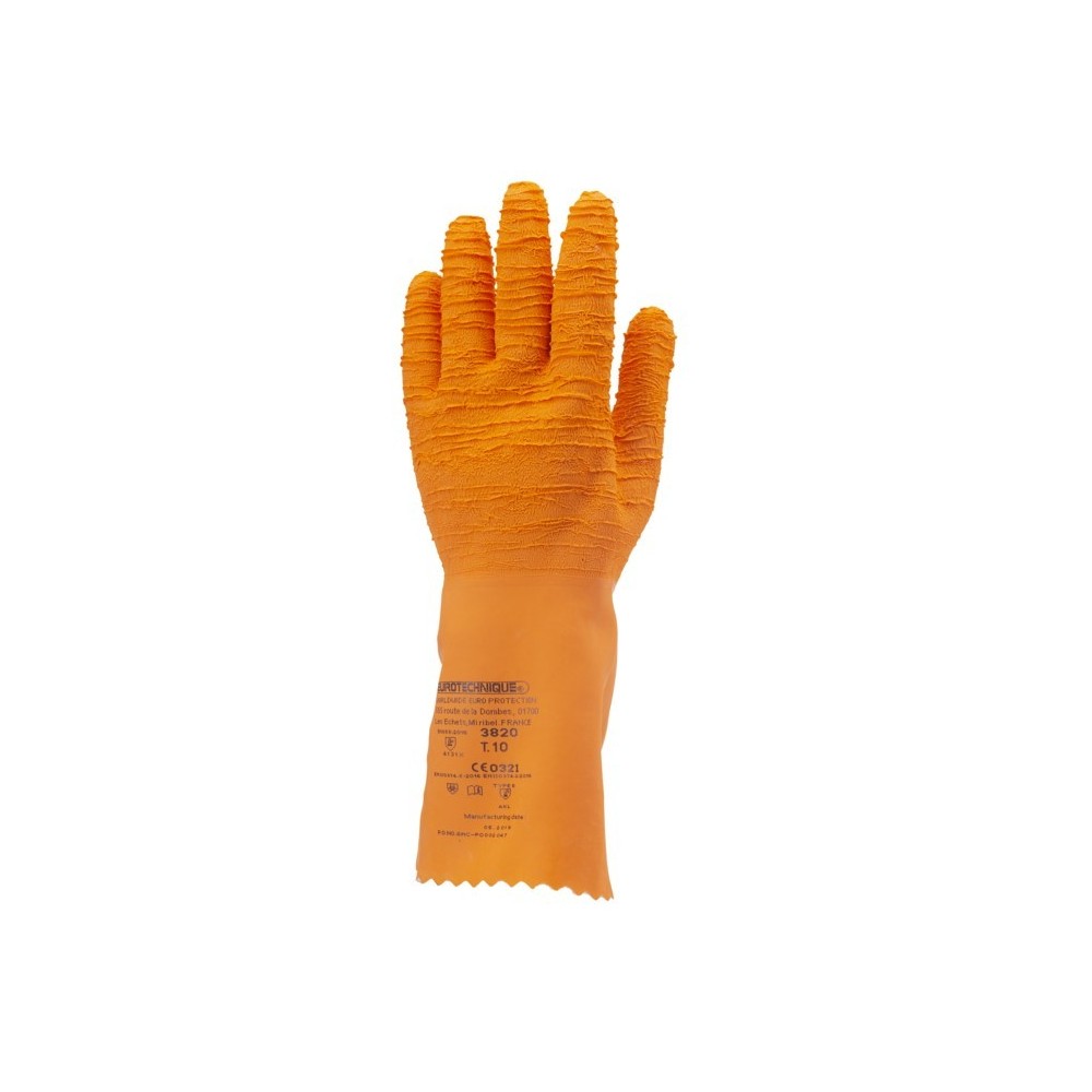 Gants enduits latex crêpé orange 34 cm covergard