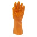 Gants de travail latex chimique nitrile crêpé orange 34cm