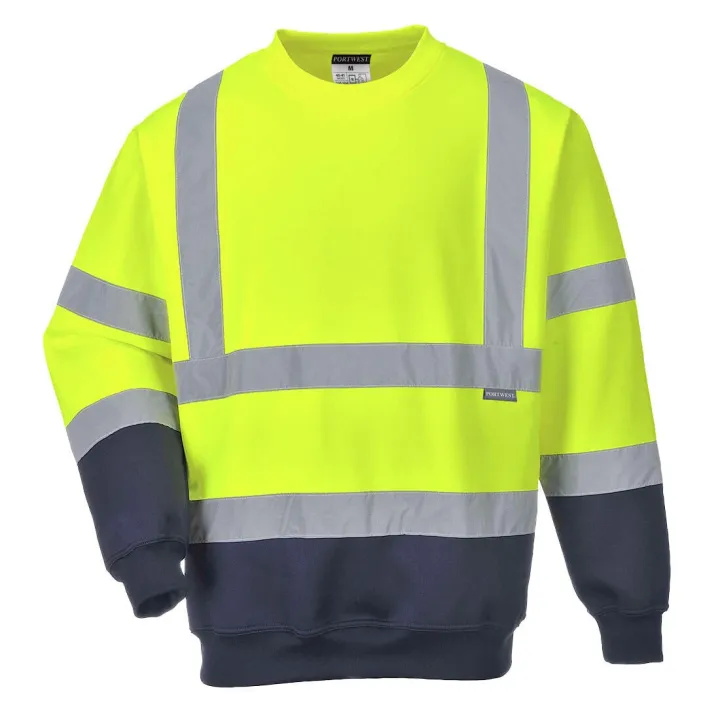 Sweat extra doux haute visibilité jaune marine