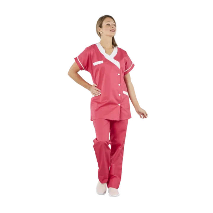 Pantalon mixte polyester coton élastiqué PACO fuschia  PBV