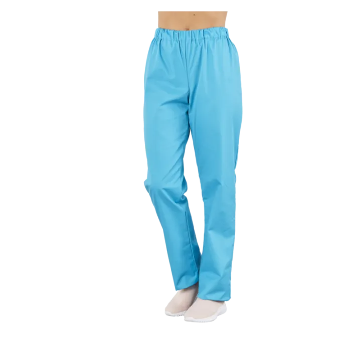 Pantalon mixte polyester coton élastiqué PACO turquoise  PBV
