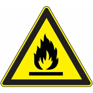 Panneau Danger risque d'inflammation rigide base 13 cm