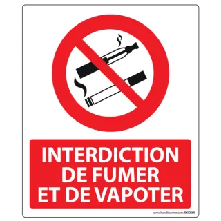 Panneau interdiction de fumer et de vapoter rigide ou adhésif A4