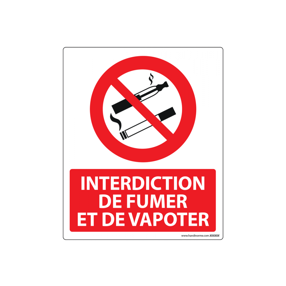 Panneau interdiction de fumer et de vapoter rigide ou adhésif A4