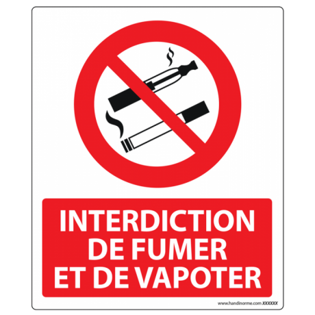 Panneau interdiction de fumer et de vapoter PVC format A4