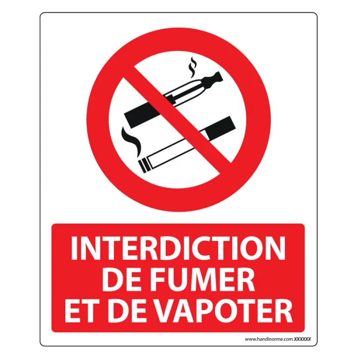 Panneau interdiction de fumer et de vapoter rigide ou adhésif A4