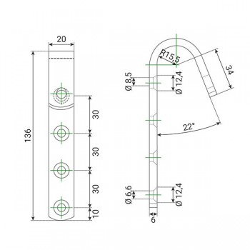 Plan de notre Crochet de sécurité acier pour échelle bois de 40 à 43mm la paire