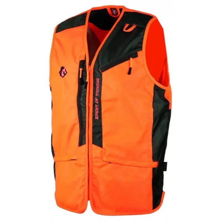 Gilet chasse sans manche anti ronce orange TREELAND