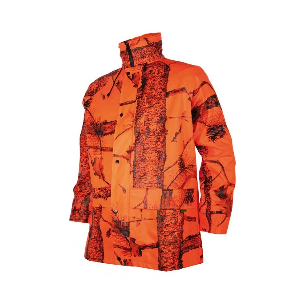 Veste chasse de pluie camouflage orange TREELAND