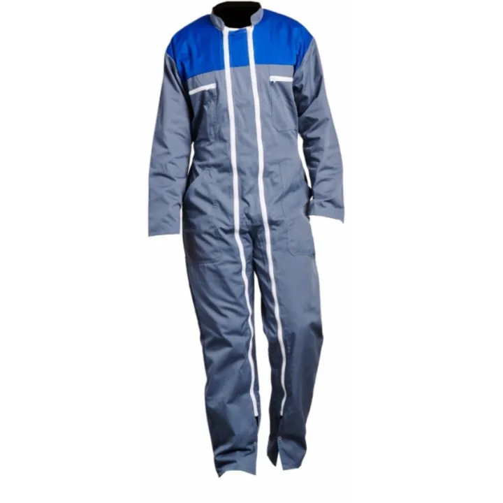 Combinaison de travail à double fermeture bicolore Sécurama bleu gris