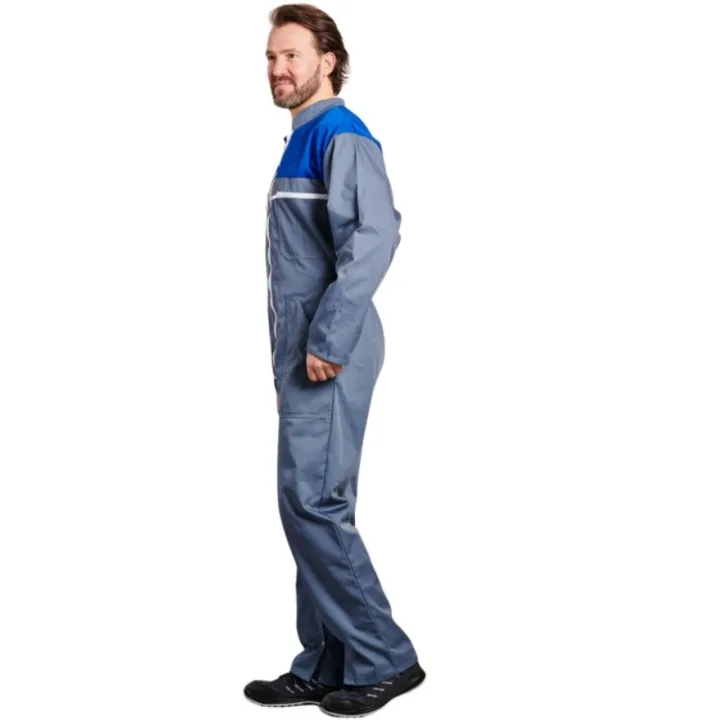 Combinaison de travail à double fermeture bicolore Sécurama bleu gris