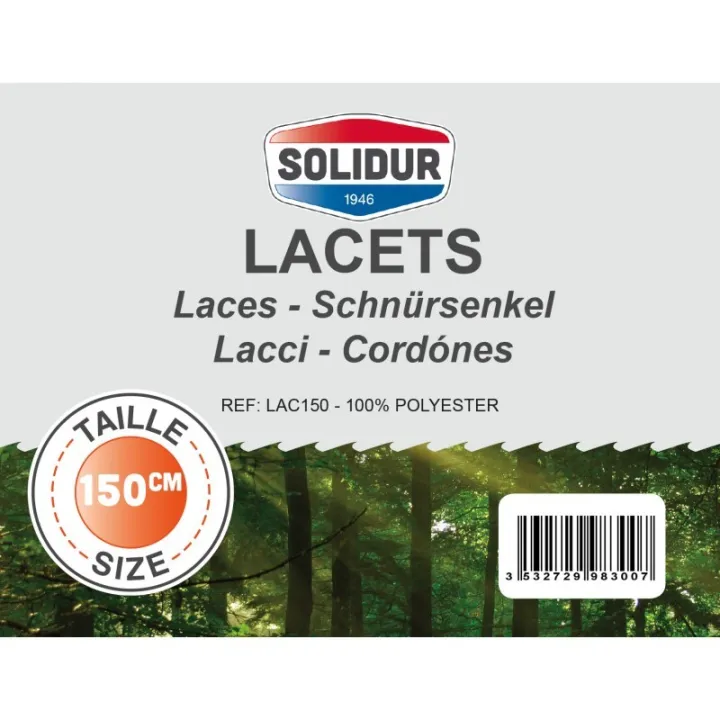 Lacets rond coloris marron 150 cm pour chaussures de pro SOLIDUR