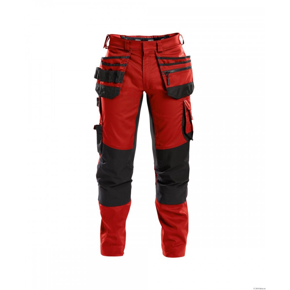 Pantalon de travail FLUX stretch D-Flex DASSY rouge noir