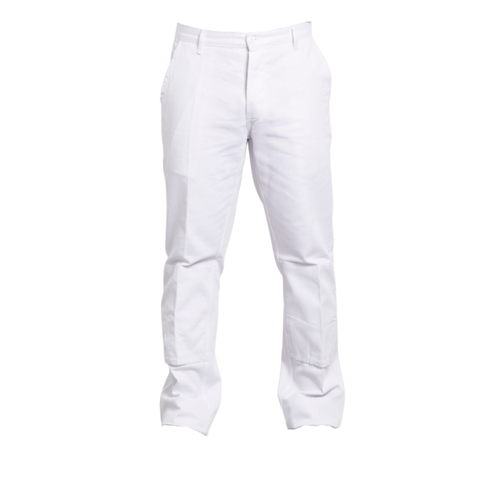 Pantalon de travail blanc 100% coton poche genoux