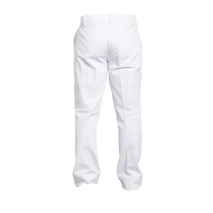 Pantalon de travail blanc 100% coton poche genoux dos