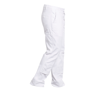 Pantalon de travail blanc 100% coton poche genoux profile