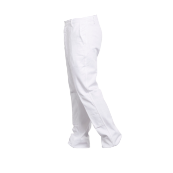 Pantalon de travail blanc 100% coton poche genoux profile