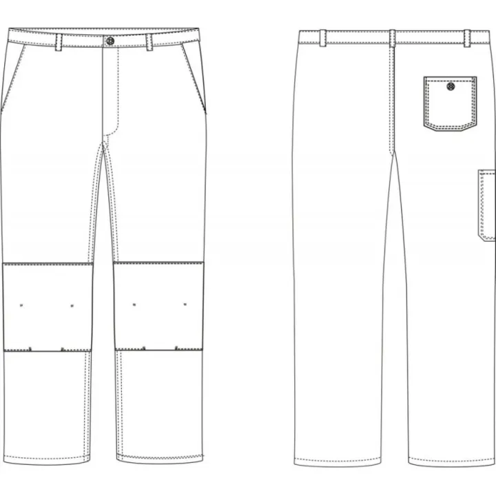 Pantalon de travail blanc 100% coton poche genoux patron
