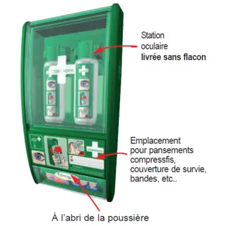 Douche oculaire murale lave œil distributeur de pansement