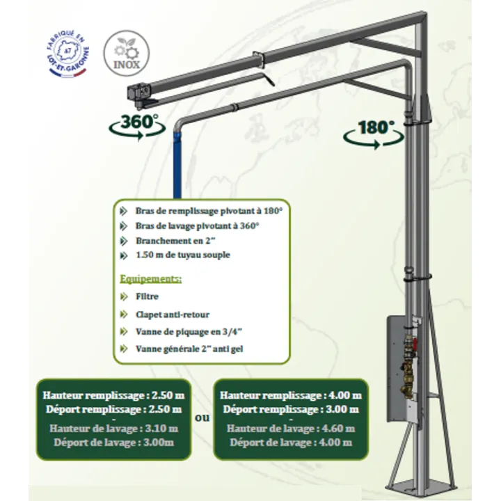 Potence colonne double remplissage et lavage fixe SOLHEAD