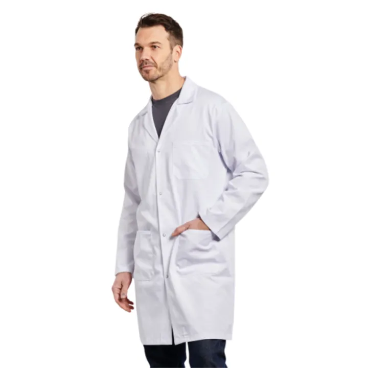 Blouse de travail coton homme à pression blanche PBV