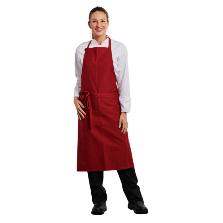 Tablier bavette coton 90 X 105 jardinage cuisine bordeaux