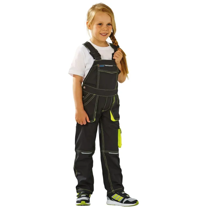 Salopette de travail enfant junior anthracite jaune
