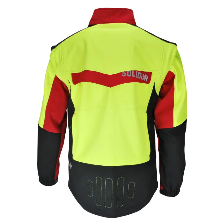 Veste de travail SOFTSHELL WODA manches amovibles SOLIDUR jaune dos