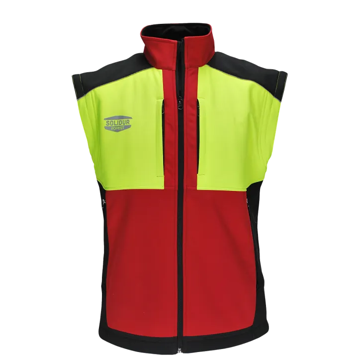 Veste de travail SOFTSHELL WODA manches amovibles SOLIDUR sans manche rouge