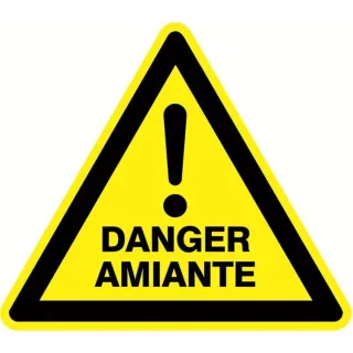 Panneau danger amiante risque majeur adhésif