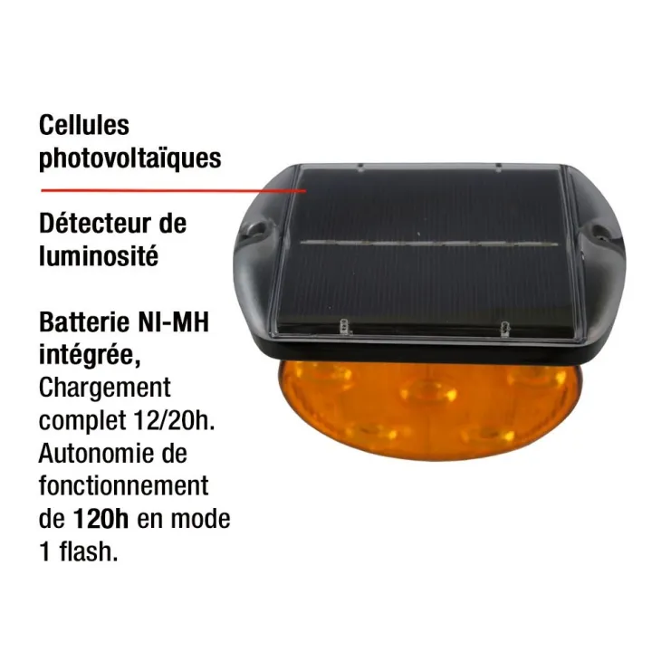 Lampe flash à leds solaire magnétique