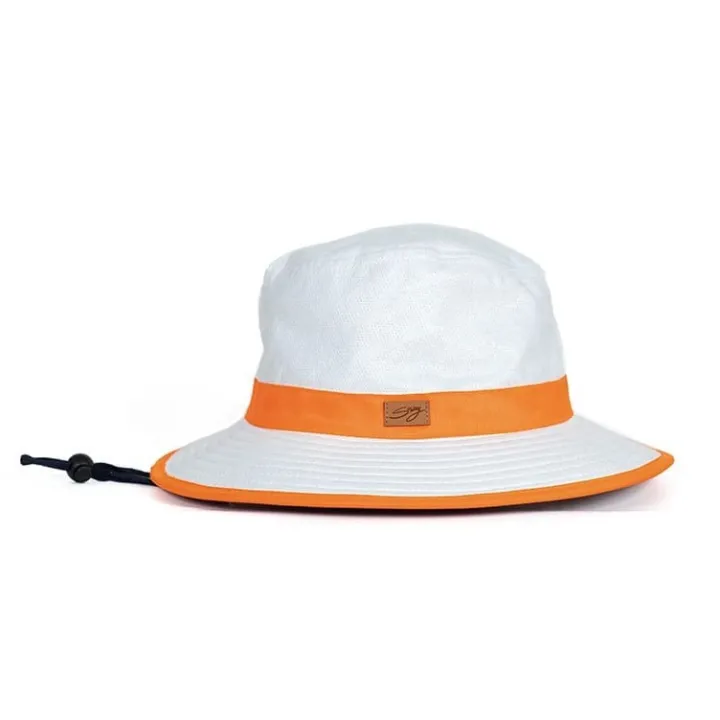 Chapeau protection solaire anti UV UPF 50+ infrarouge SOWAY blanc / orange
