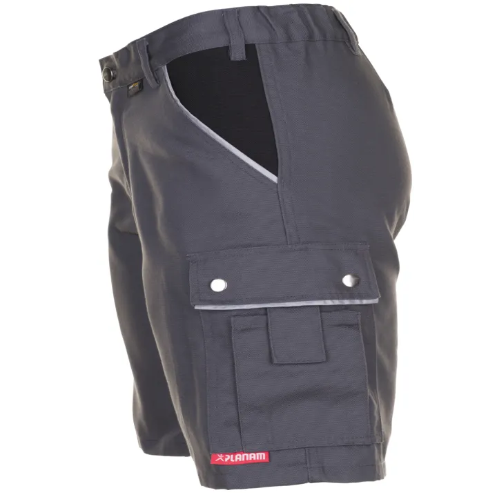Bermuda de travail gris noir canvas Planam profil
