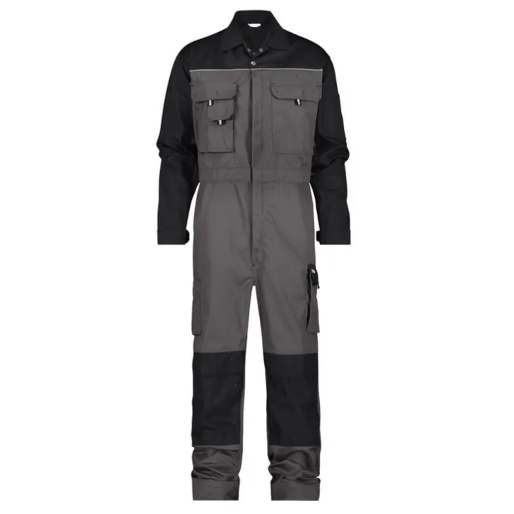 Combinaison de travail bicolore  CANNE gris ciment noir