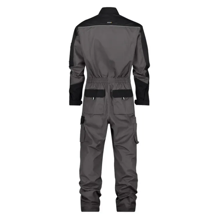Combinaison de travail bicolore  CANNE gris ciment noir dos