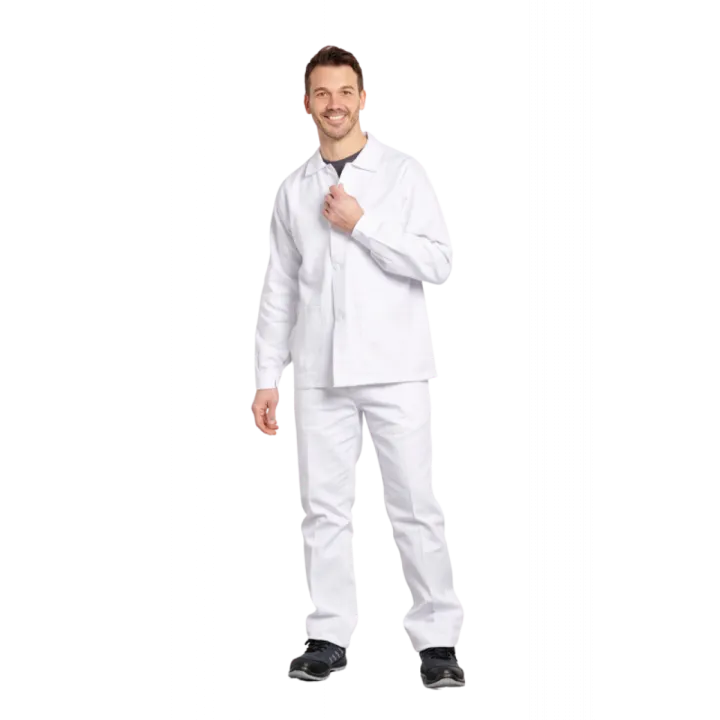 Veste de travail 100% coton blanc PBV Dijon face