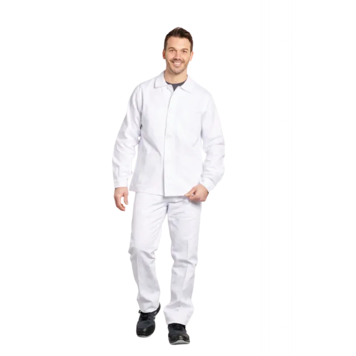 Veste de travail 100% coton blanc PBV Dijon face