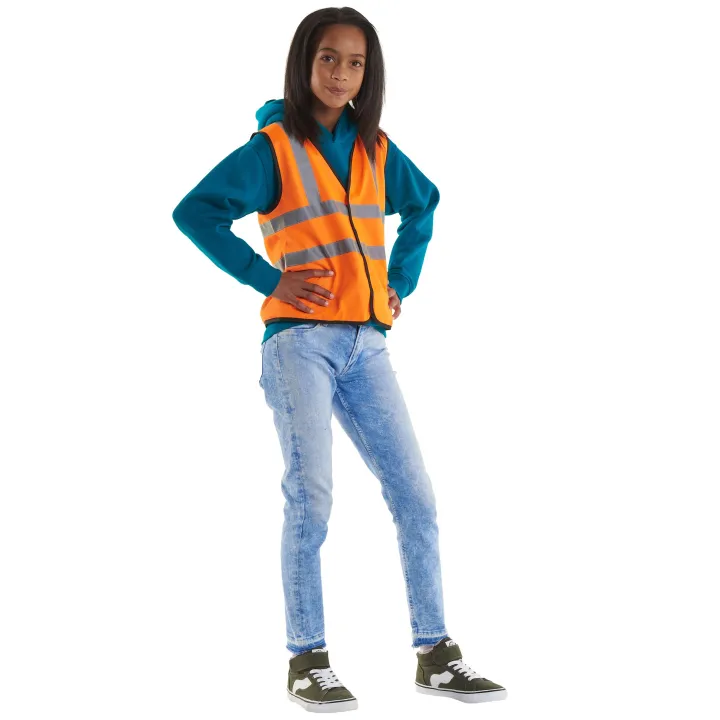 Gilet haute visibilité Enfant Junior jaune fluo avec bandes
