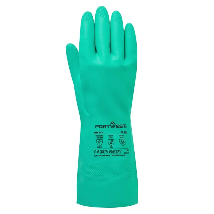 Gants nitriles protection chimique 32cm A810 Portwest