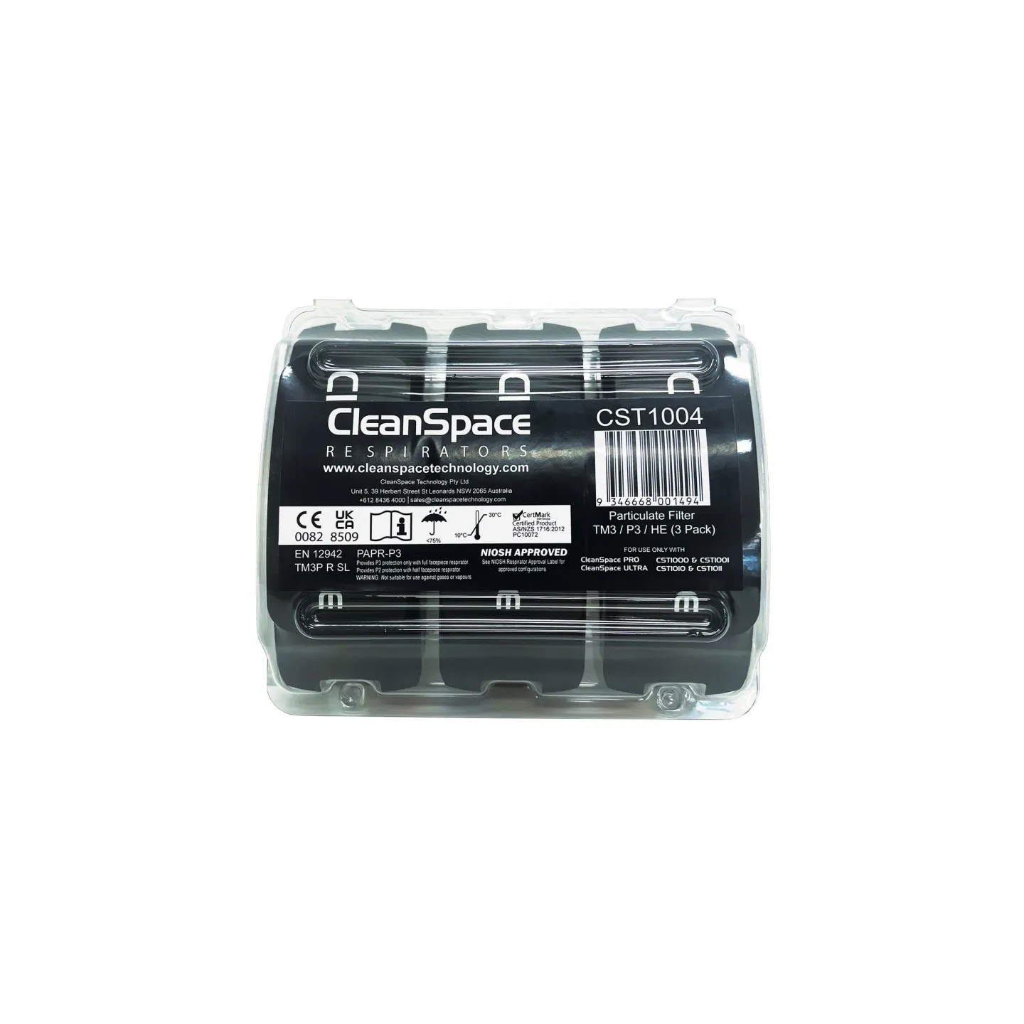 Filtre à Particules Haute Capacité CleanSpace CST TM3 P3 (Pack de 3)