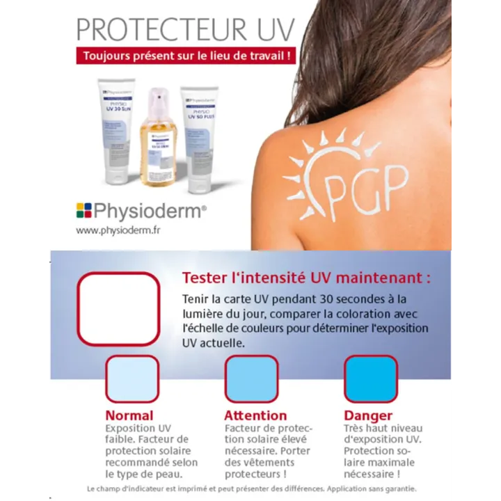 Test intensité des UV CARD Physioderm