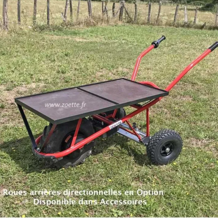Brouette électrique ZOETTE PRO PLATEAU freiné sans roues directrices