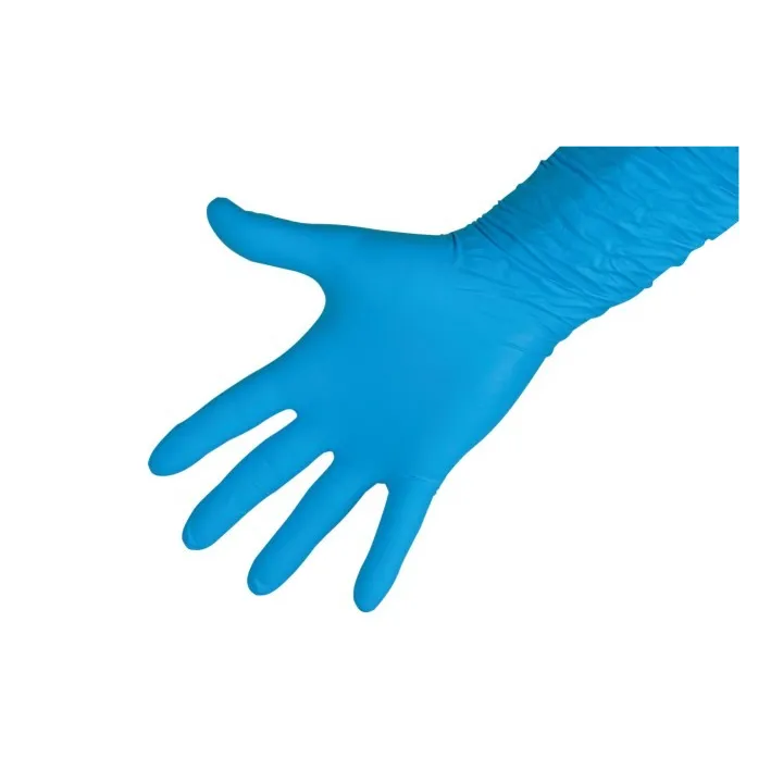 Gant nitrile manchette 30 cm jetable bleu KERBL